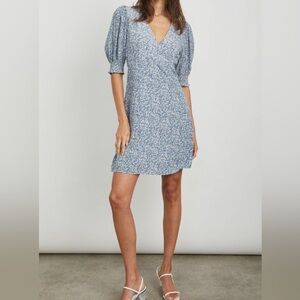 [M] Rails Roma Dress Blue Mini Garden Floral  Dress Cottagecore